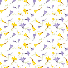 Pastel flowers isolated on a white background can be used for fabric textiles, wallpaper, wrapping paper, or any of your ideas.