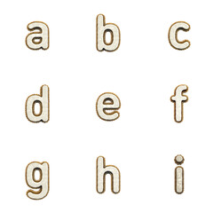 3D Render Set of Biscuit Cookie Font including Letters,  Numbers and Punctuation Marks