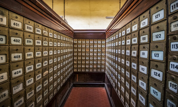 Mailboxes at the Central Post Office building, built in 1916; Asmara, Central Region, Eritrea