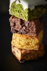 Various scones on a black background	