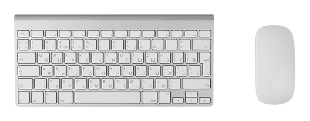 White typical Keyboard of a wireless computer