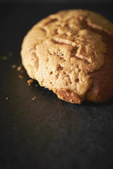 Whole wheat bread on black background	