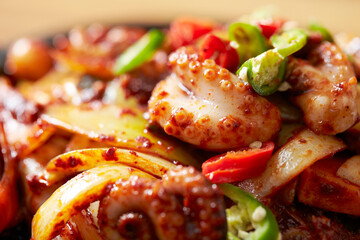Spicy stir-fried octopus, Korean food