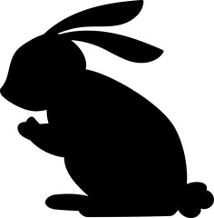 Rabbit silhouette in black.
