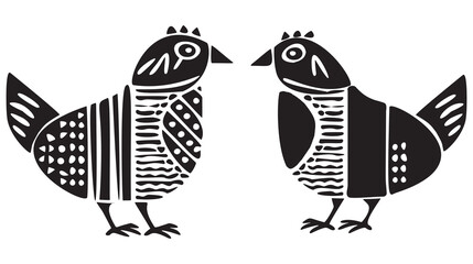 Cute easter chicken set of illustrations. Farm animal cartoon.