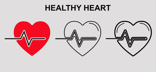 Healthy heart icon set. Love vector for heart illustration