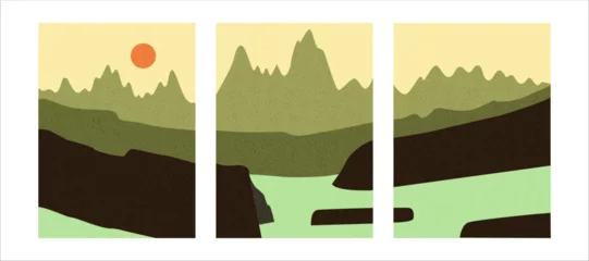  Collection of natural landscape by mountains and sea. Editable vector illustration for a website, invitation, postcard or poster. © itiir