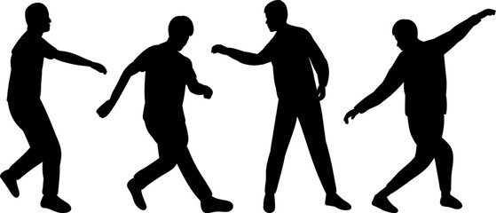 men celebrating, dancing silhouette design vector isolated