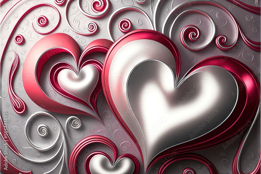 Poster a picture of a heart with swirls and bubbles on it's surface. generative ai