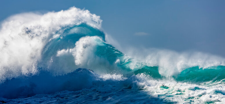Tropical ocean wave crashing and splashing; Hawaii, United States of America