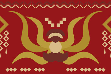 Ethnic fabric pattern geometric style. Sarong Aztec Ethnic oriental pattern traditional Crimson red background. Abstract,vector,illustration. use for texture,clothing,wrapping,decoration,carpet.