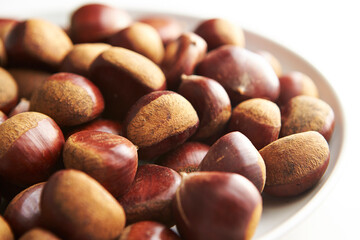 chestnuts close-up on a plate