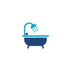 Bathtub and shower  icon. 