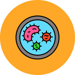 Bacteria Multicolor Circle Filled Line Icon