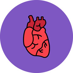 Heart Multicolor Circle Filled Line Icon