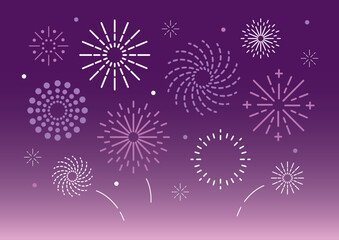 firework purple happy new year celebration festive party graphic abstract vector element illustration flat design set