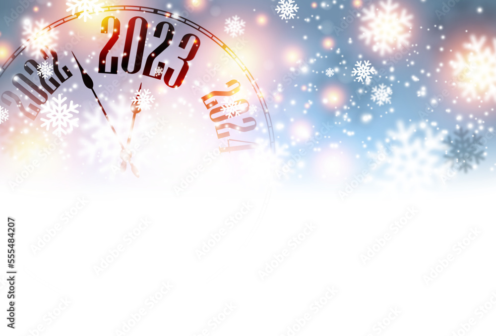 Poster half hidden clock showing 2023.