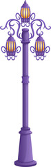 Vintage lamp post. Cartoon lantern. Street light