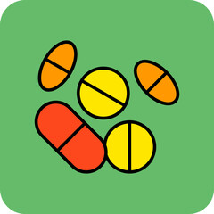 Fototapeta premium Pills Multicolor Round Corner Filled Line Icon