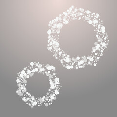 Silver Flake Vector Grey Background. White Winter