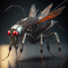 Fototapeta premium Cyborg Mosquito. Robot Insect. Generative AI