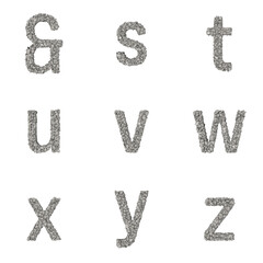 3D Render Set of Stone Font including Letters,  Numbers and Punctuation Marks