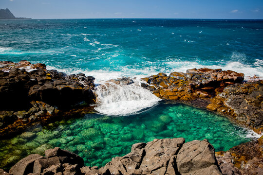 Queen's Bath along the coast of the island of Kauai; Kauai, Hawaii, United States of America