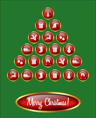 Christmas buttons forming a Christmas tree