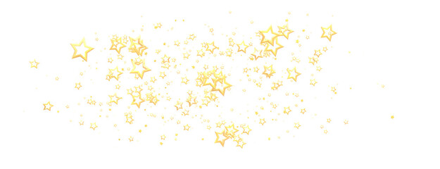 Banner with golden decoration. Festive border with falling glitter dust and stars.