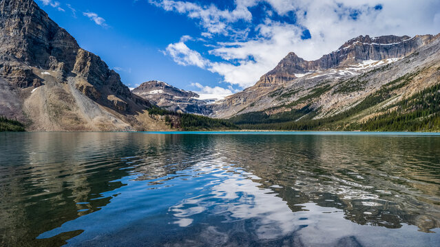 Bow Lake in the Rocky Mountains of Banff National Park along the Icefield Parkway; Improvement District No. 9, Alberta, Canada