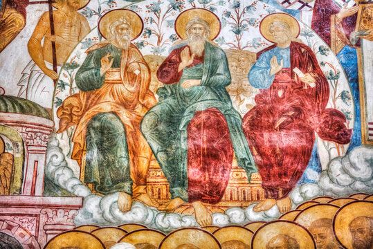 Fresco, Miracle-Image of the Saviour Church, Kremlin, Golden Ring; Rostov Veliky, Yaroslavl Oblast, Russia