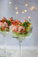 Classic prawn cocktail in the glass