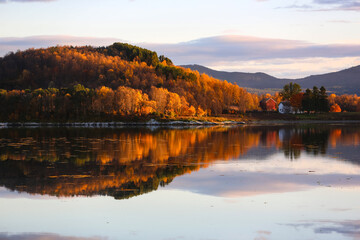 Sunset over Mestervik or Meistervik is a village in Balsfjord Municipality in Troms og Finnmark county, Norway