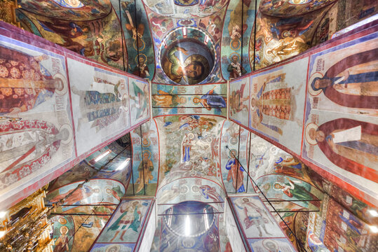 Frescoes, Holy Dormition Cathedral, Trinity Sergius Lavra Monastery complex; Sergiev Posad, Moscow Oblast, Russia
