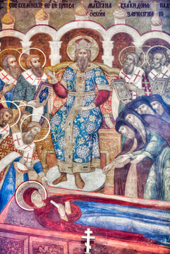 Fresco, Holy Formation Cathedral, Trinity Sergius Lavra Monastery complex; Sergiev Posad, Moscow Oblast, Russia