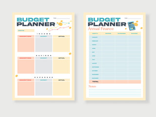 Budget planner template, Set of modern budget planner and annual finance.