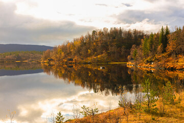 Small village on Lofoten, Norway. Autumn