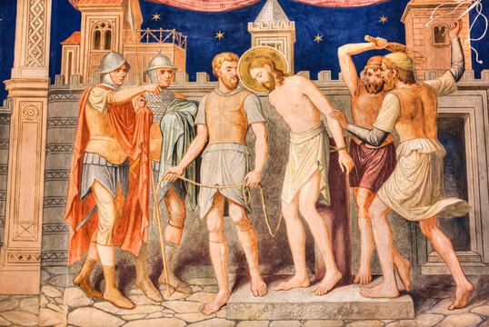 Interior Fresco, St George Church Mirauti, 1375; Suceava, Suceava County, Romania - Powered by Adobe