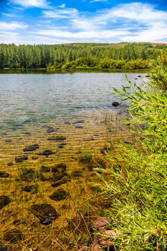 The clear waters of Pate Lake off the Steens Mountain Loop Road in Southeastern Oregon; Frenchglen, Oregon, United States of America