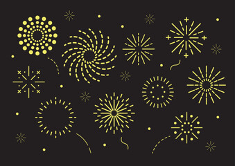 firework night happy new year celebration festive party graphic abstract vector element illustration flat design set