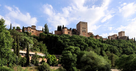 Obraz premium Panorama of Moors Alhambra Palace in Granada Spain