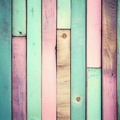 Wood background texture with pastel colored planks . Generative AI