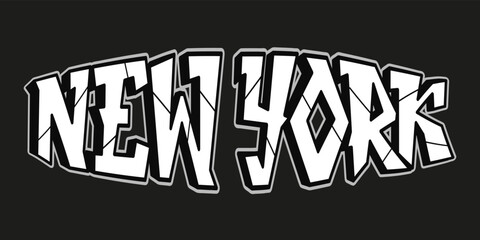 New York word trippy psychedelic graffiti style letters.Vector hand drawn doodle cartoon logo New York illustration. Funny cool trippy letters, fashion, graffiti style print for t-shirt, poster