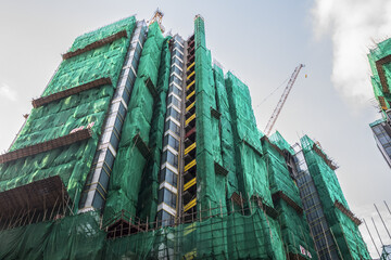 High-rise apartment building under construction; Hong Kong, China