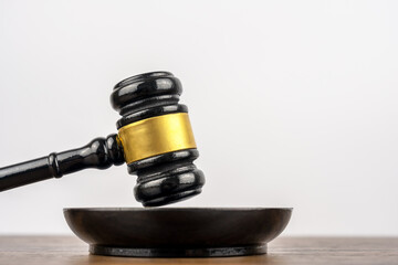 Close up of gavel and block with copy space