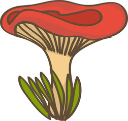 Handdrawn Red mushroom - obrazy, fototapety, plakaty