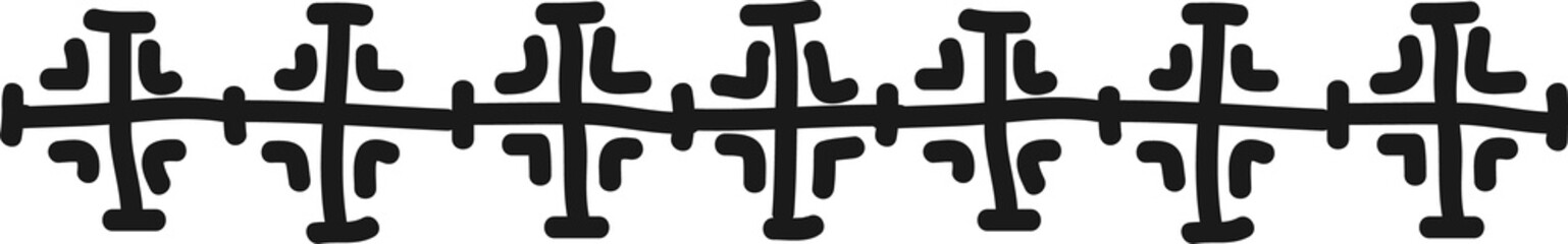 Obraz premium Handdrawn ethnic black crosses border line