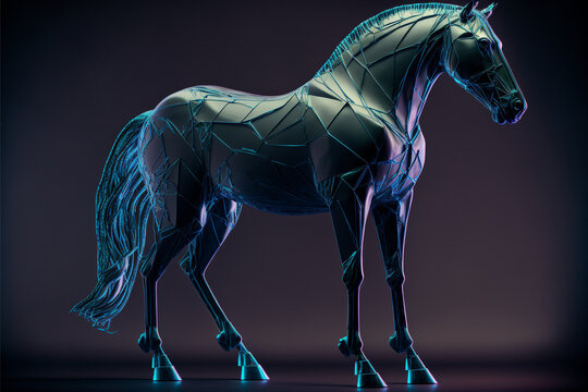 Black Horse 3d Sculpture Neon Lights