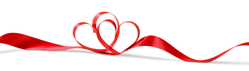 Beautiful red ribbons shaped as hearts