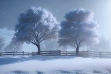 snow covered trees - Generative AI